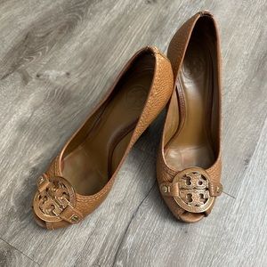 Tory Burch peep toe wedges
